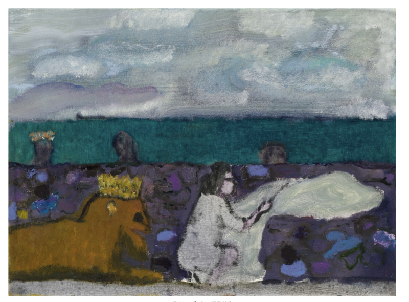 PETER DOIG Painting a cloud on a Wall oil on linen 43 x 58.5 cm Painted in 2015 Courtesy of the Artist