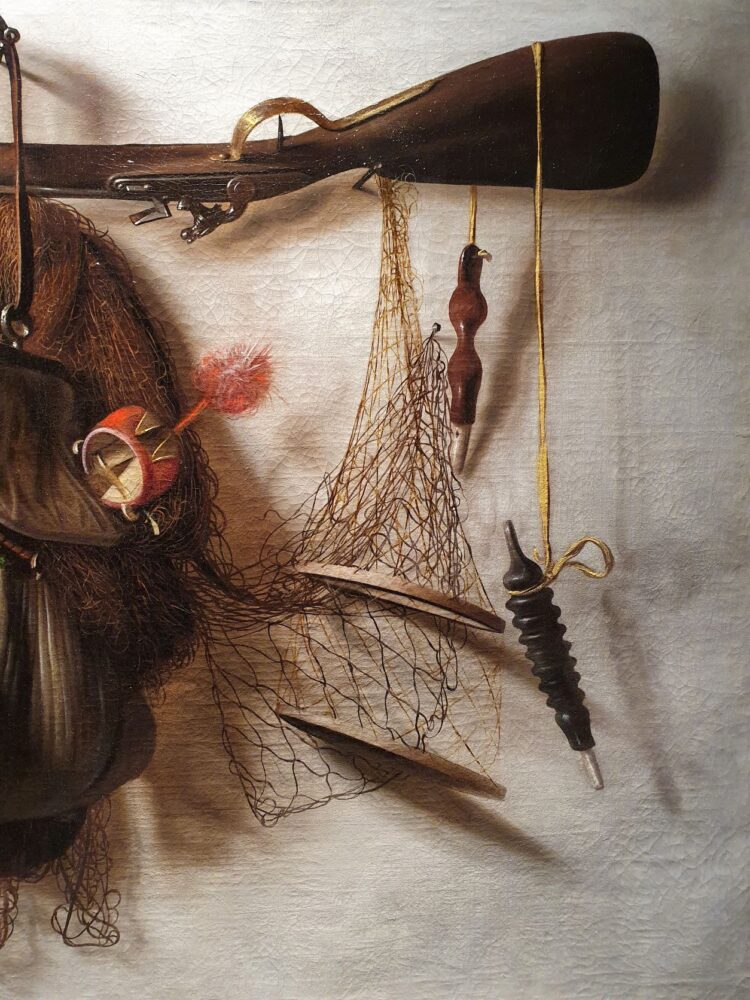Christoffel Pierson, Natura Morta con strumenti di falconeria, fine Seicento