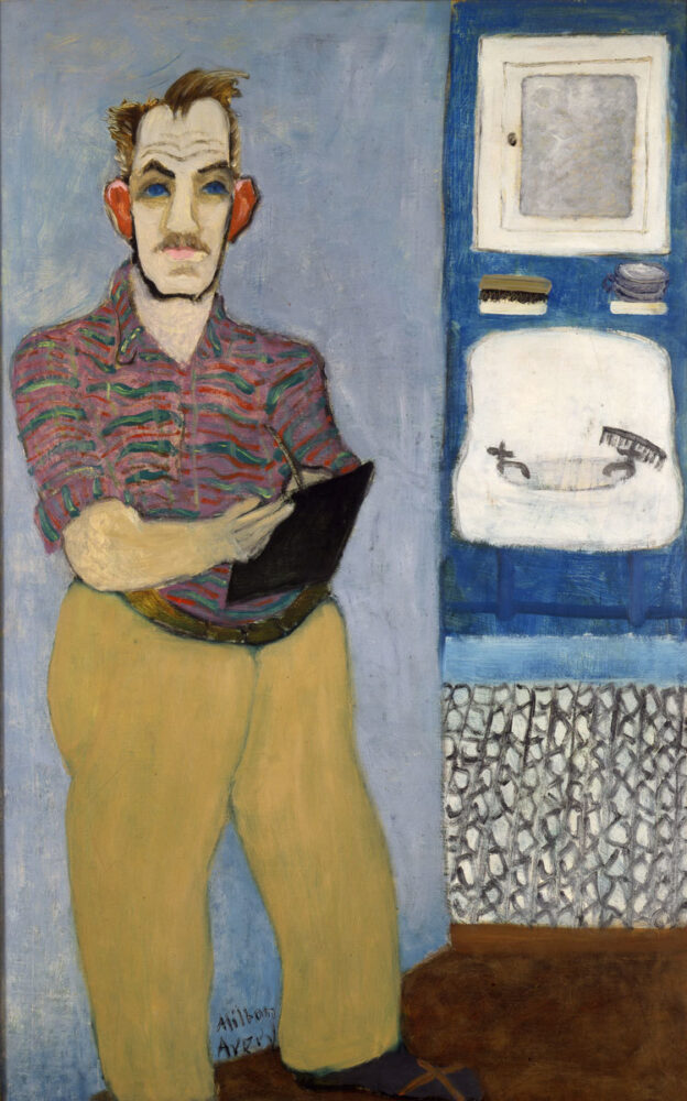 Milton Avery, Self-Portrait, 1941. Oil on canvas. 137.2 x 86.4 cm. Collection Friends of the Neuberger Museum of Art, Purchase College, State University of New York. Gift from the Estate of Roy R. Neuberger © 2021 Milton Avery Trust / Artists Rights Society (ARS), New York and DACS, London 2021. Photo: Jim Frank.