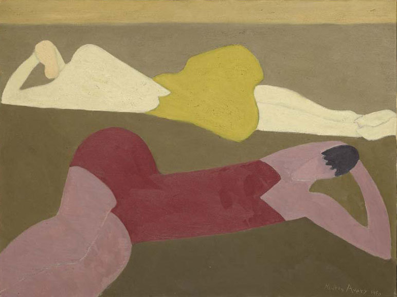 Milton Avery, Two Figures on Beach, 1950. Oil on canvas. 76.2 x 101.6 cm. Private Asian Collection. Photo: Sotheby's. © 2022 Milton Avery Trust / Artists Rights Society (ARS), New York and DACS, London 2022.