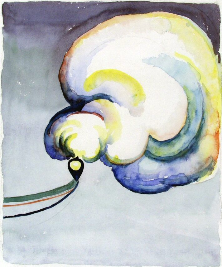 Georgia O'Keeffe, Train at Night in the Desert, 1916, Watercolor on paper. Collection of the Amarillo Museum of Art