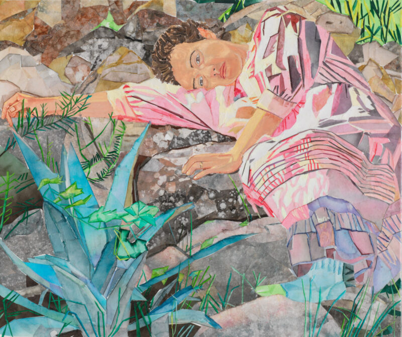 María Berrío, Open Geometry, 2022 Collage with Japanese papers and watercolour paint on linen 21 x 25 in 53.3 x 63.5 cm © María Berrío Courtesy the artist and Victoria Miro