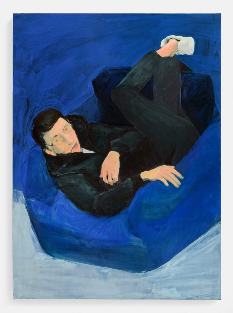 Emilio Gola, Poltrona Blu, 2020, olio su lino, 185 x 134.5 cm, courtesy the artist, ph credit Michela Pedranti