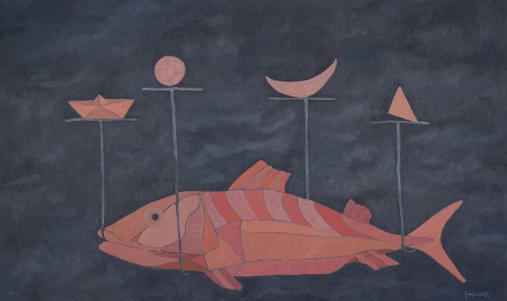 Francesco Casorati, Pesce rosa, 2011, Olio su tela, 150 x 90 cm