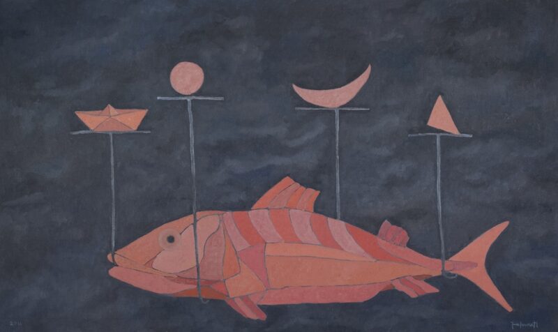Francesco Casorati, Pesce rosa, 2011, Olio su tela, 150 x 90 cm