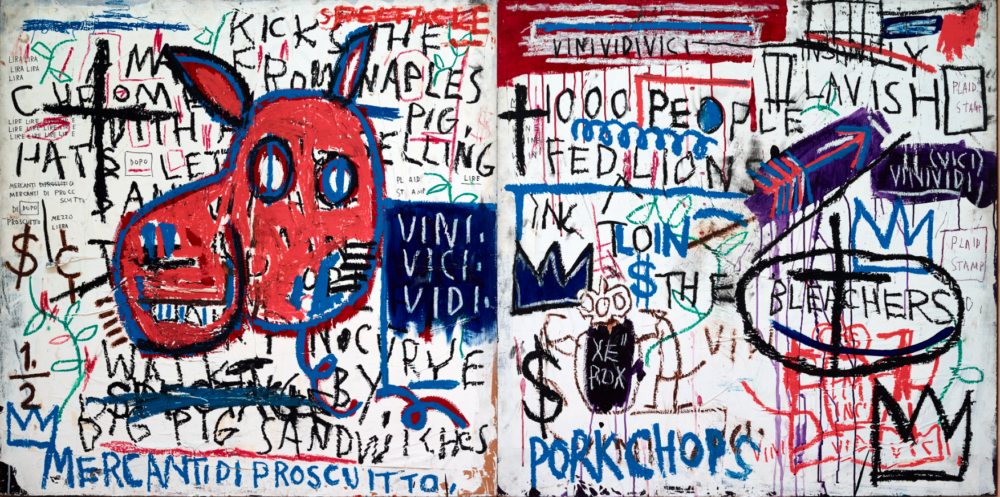 Jean-Michel Basquiat Man from Naples, 1982 Acrylic and collage on wood 124 x 246,7 x 3,5 cm Guggenheim Bilbao Museoa