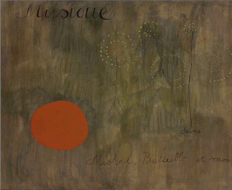 Joan Miro, Peinture Poème (Musique, Seine, Michel, Bataille et moi) Image courtesy Boijmans Museum, Rotterdam.