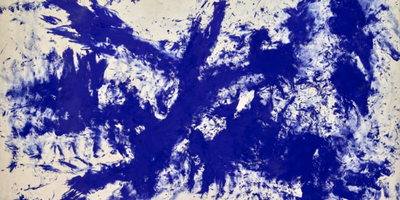 Yves Klein Large Blue Anthropometry (ANT 105) [La grande Anthropométrie bleue (ANT 105)], ca. 1960 Dry pigment and synthetic resin on paper, mounted on canvas 287,8 x 430 x 4 cm Guggenheim Bilbao Museoa