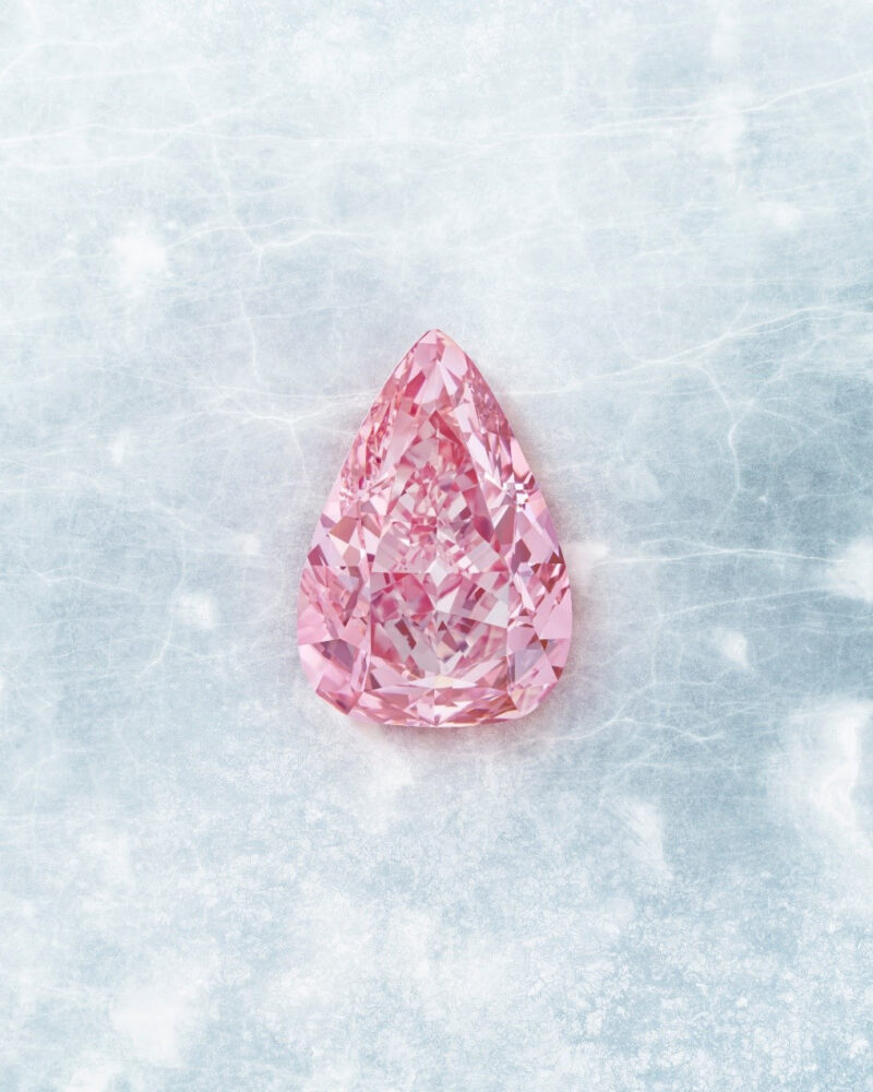 The Fortune Pink, an 18.18 carat fancy vivid pink diamond. Estimate: US$ 25,000,000 – 35,000,000