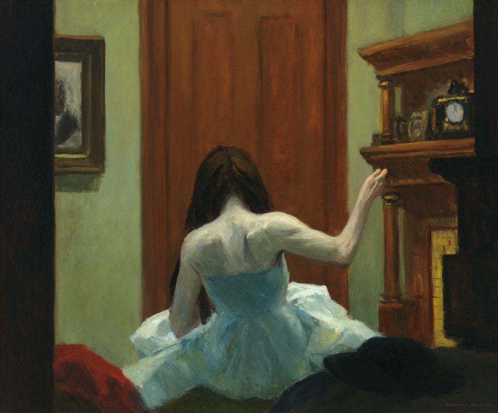 Edward Hopper, New York Interior, c. 1921. Oil on canvas, 24 516 × 29 38 in. (61.8 × 74.6 cm). Whitney Museum of American Art, New York; Josephine N. Hopper Bequest 70.1200 © 2022 Heirs of Josephine N. HopperLicensed by Artists Rights Society (ARS), New York