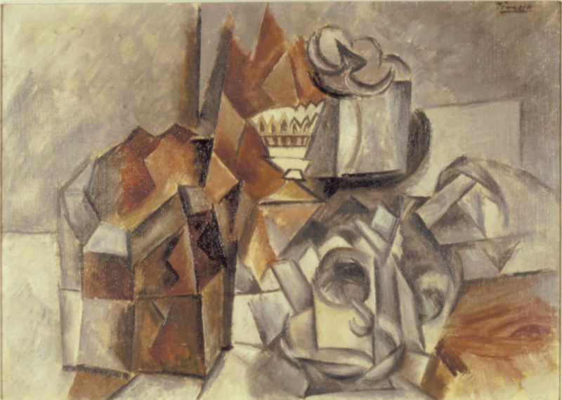 Pablo Picasso, Nature morte (coffret, compotier et tasse)