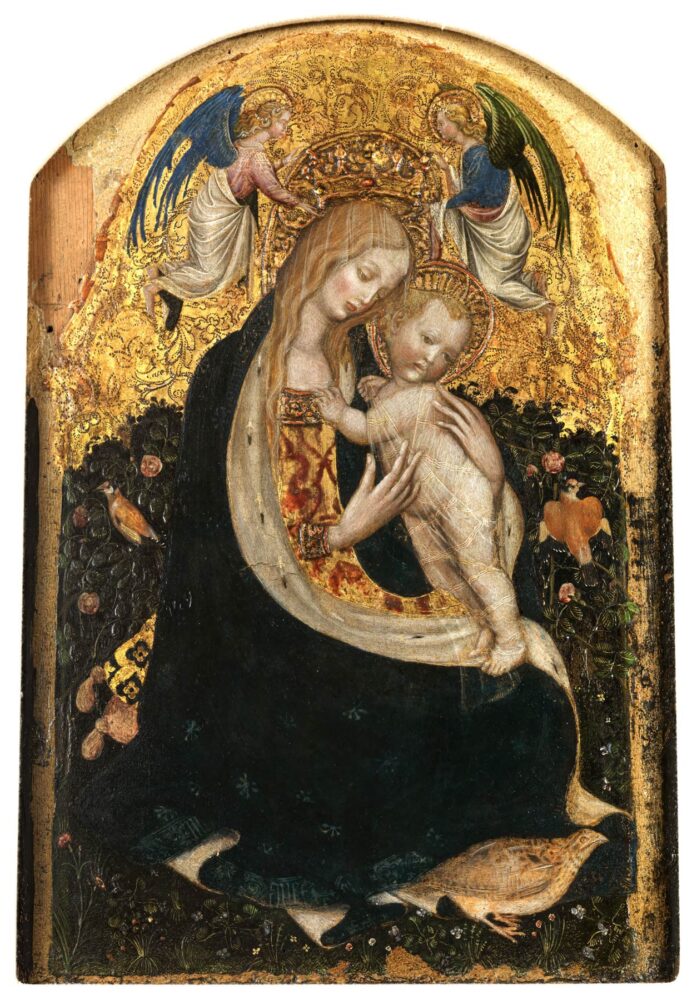 Pisanello, Madonna col Bambino e i santi Antonio e Giorgio (1435-1441; tempera su tavola, 46,5 x 29 cm; Londra, National Gallery)