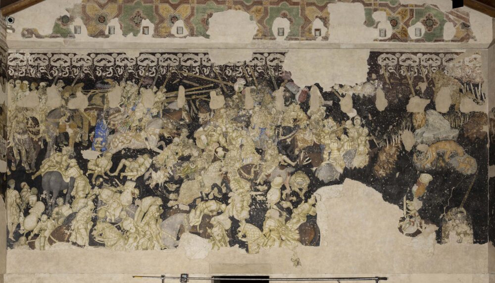 Pisanello, Torneo di cavalieri (1430-1433; pittura murale strappata, tecnica mista; Mantova, Palazzo Ducale). Foto di Ghigo Roli