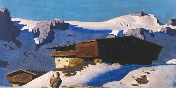 Alfons Walde (Oberndorf 1891–1958 Kitzbühel) “Einsamer Berghof”, 1935 circa, firmato A. Walde, olio su cartone, 43 x 71 cm, stima € 250.000 - 380.000