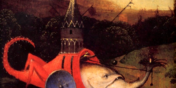 Jheronimus Bosch, Dettaglio del Trittico delle Tentazioni di sant'Antonio, Museu Nacional de Arte Antiga, Lisbona