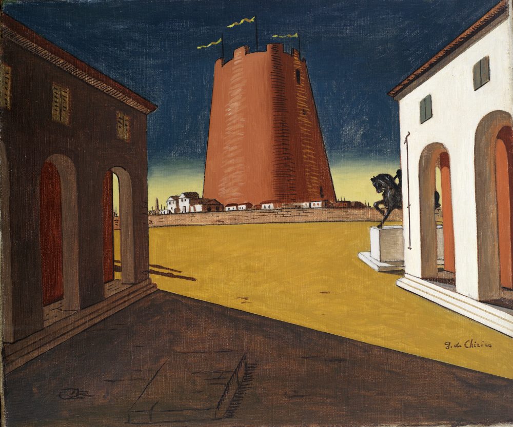 Giorgio de Chirico, Piazza d'Italia con torre rosa, 1934, Mart, Rovereto