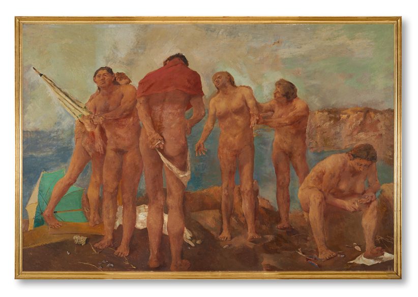Lotto 19 Fausto Pirandello, "Bagnanti" 1939, olio su tavola, cm 150x224,5. Venduto € 300.000
