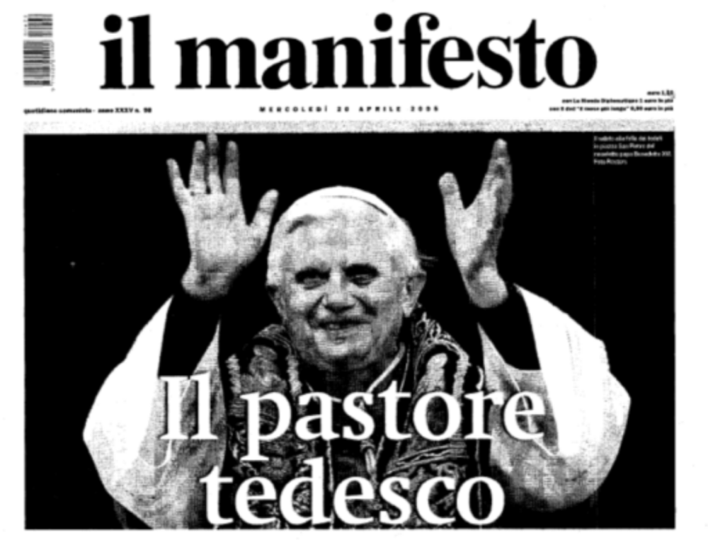 Ratzinger sulla prima pagina de Il Manifesto