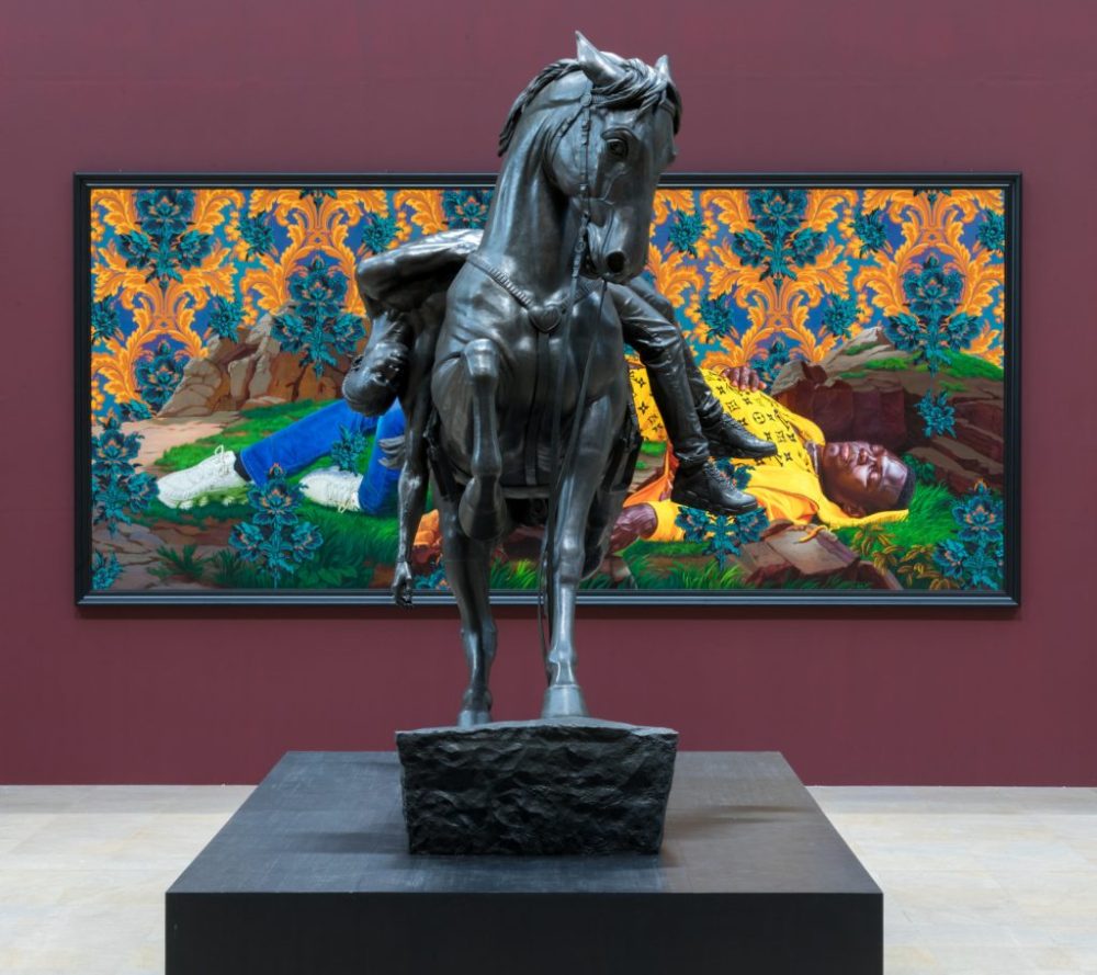 Installation view of “Kehinde Wiley” at the Musée d’Orsay in Paris. Photo: © Musée d’Orsay, Dist. RMN-Grand Palais / Sophie Crépy.