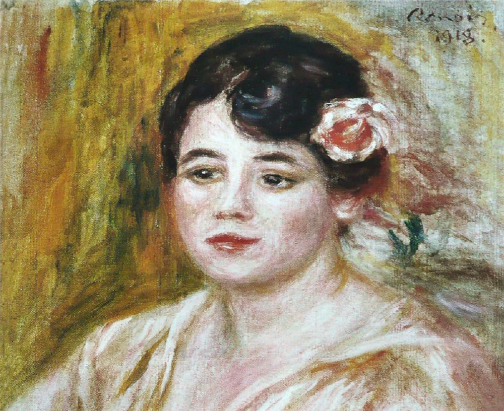 Mostre 2023 in Italia, mostra Renoir: tratto di Adèle Besson, dettaglio (1918; olio su tela, 41 x 37 cm; Besançon, Musée des Beaux-Arts et d’Archéologie)