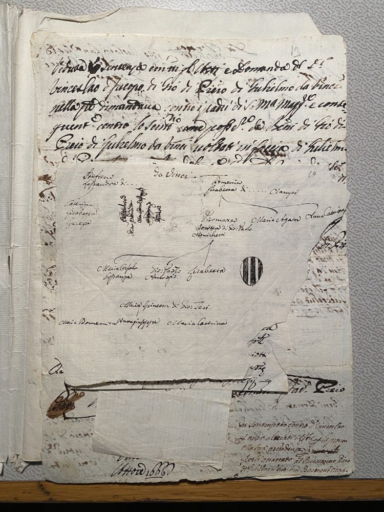 Albero genealogico e stemma della famiglia da Vinci