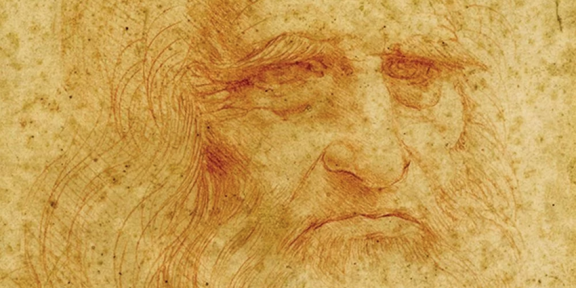Particolare dell'autoritratto di Leonardo conservato nella Biblioteca Reale di Torino