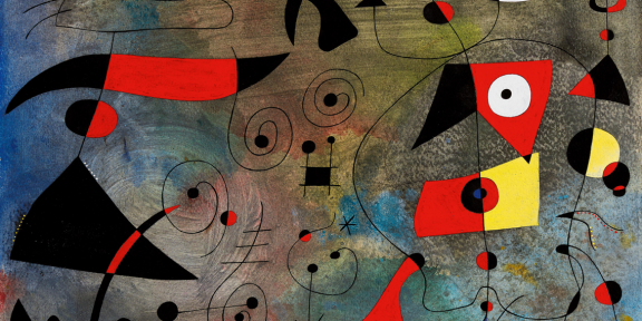 Joan Miró Donna e uccelli ( Femme et oiseaux ), 1940 Gouache e olio su carta 38 x 46 cm Courtesy The David & Ezra Nahmad Collection © Successió Miró, 2022