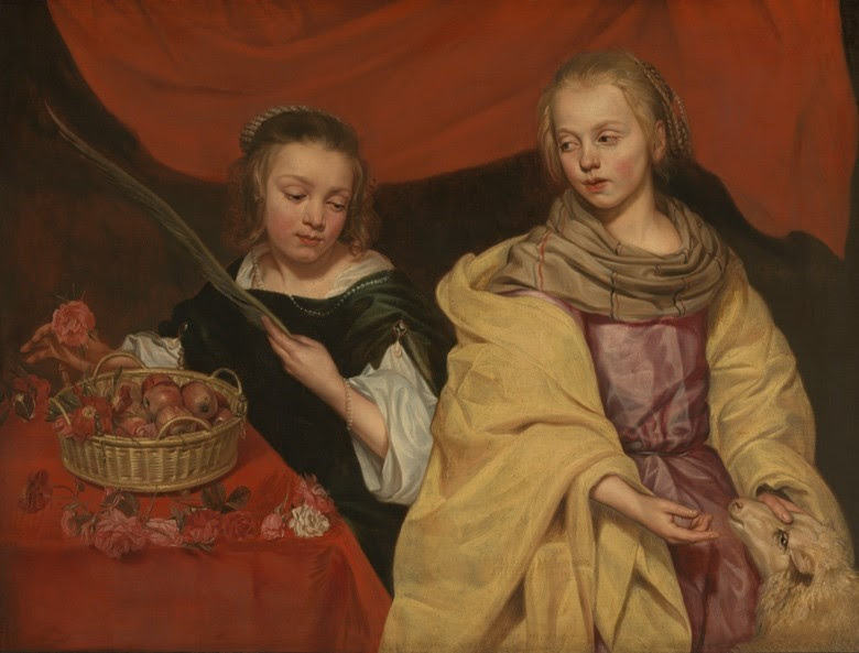 Michaelina Wautier, Two Girls as Saints Agnes and Dorothea (ca.1650)
