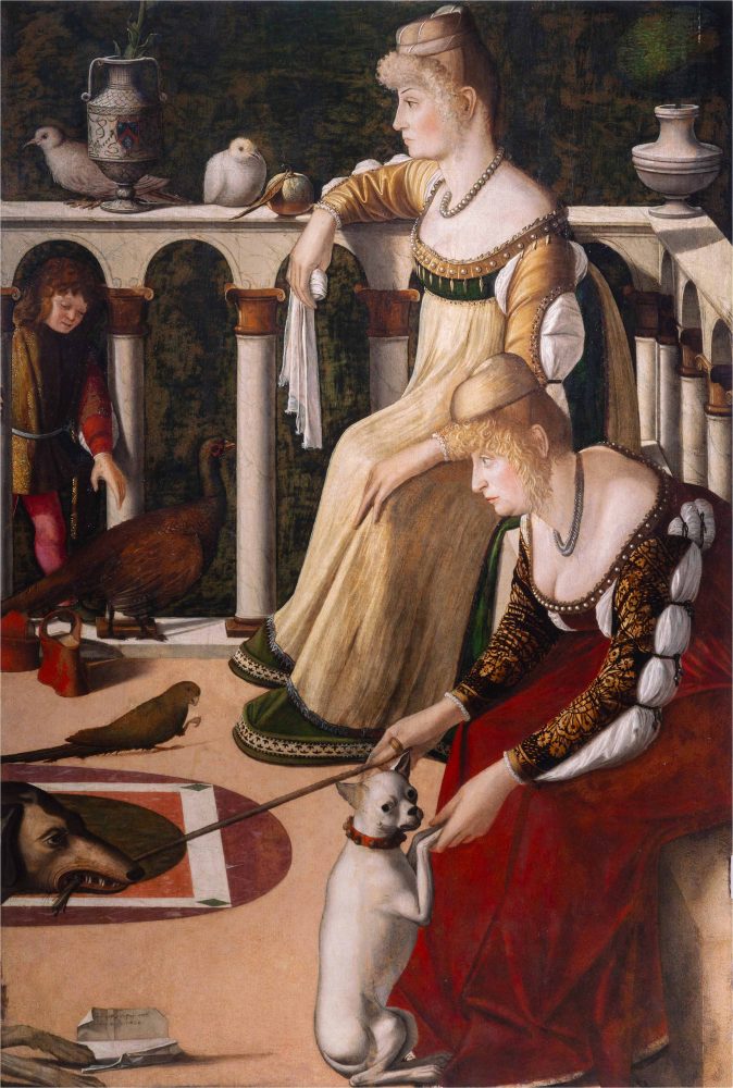 Vittore Carpaccio: Due dame, ca. 1492/1494, olio su tavola, 94,5 × 63,5 cm, particolare. Venezia, Musei Civici Veneziani, Museo Correr