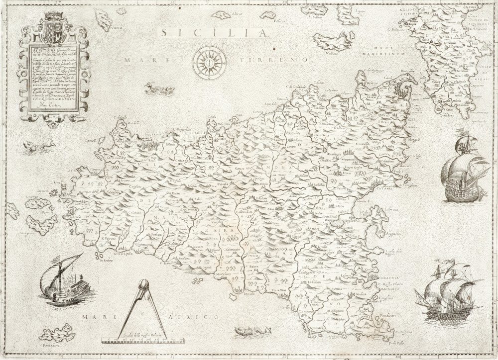 Lotto 216 Mario Cartaro (1540 – 1620) - [Mappa della Sicilia] - Sicilia. Napoli: 1585. Venduto € 8.125