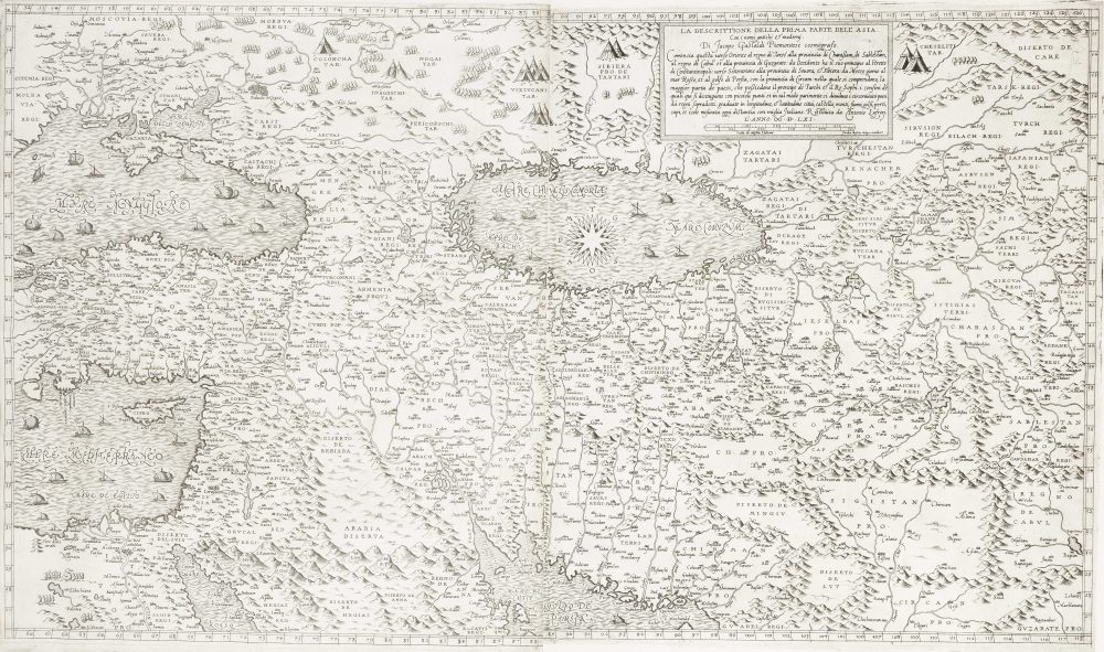 Lotto 227 Giacomo Gastaldi (1500-1566) - [Mappa dell'Asia] - La Descrittione della Prima parte dell'Asia. Roma: Antonio Lafreri, 1561. Venduto € 13.750