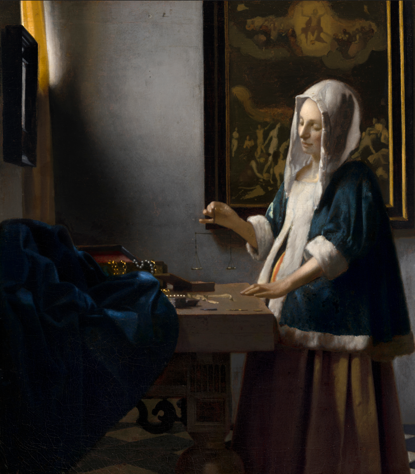 Johannes Vermeer, Ragazza con la bilancia. National Gallery of Art, Washington. Wildener Collection 