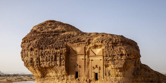 Archaeological Site of Al-Hijr (Mada’in Saleh), or Hegra. The 2,000-year-old city is part of the nation's plans to turn AlUlah into an international destination for arts tourism. Photo © Royal Commission for AlUla.