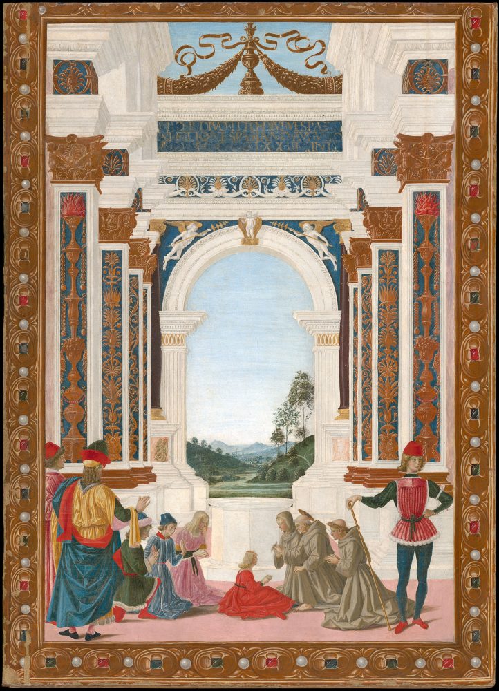 Perugino, San Bernardino risana da un’ulcera la figlia di Giovannantonio Petrazio da Rieti (dalla serie dei Miracoli di san Bernardino), 1473 circa, tempera su tavola, Perugia, Galleria Nazionale dell’Umbria