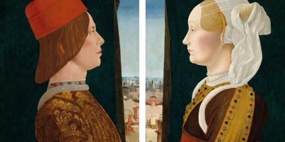 Ercole de' Roberti, Giovanni Il Bentivoglio e Ginevra Sforzo (Dittico Bentivoglio), 1473-74. Washington, National Gallery of Art, Samuel H. Kress Collection