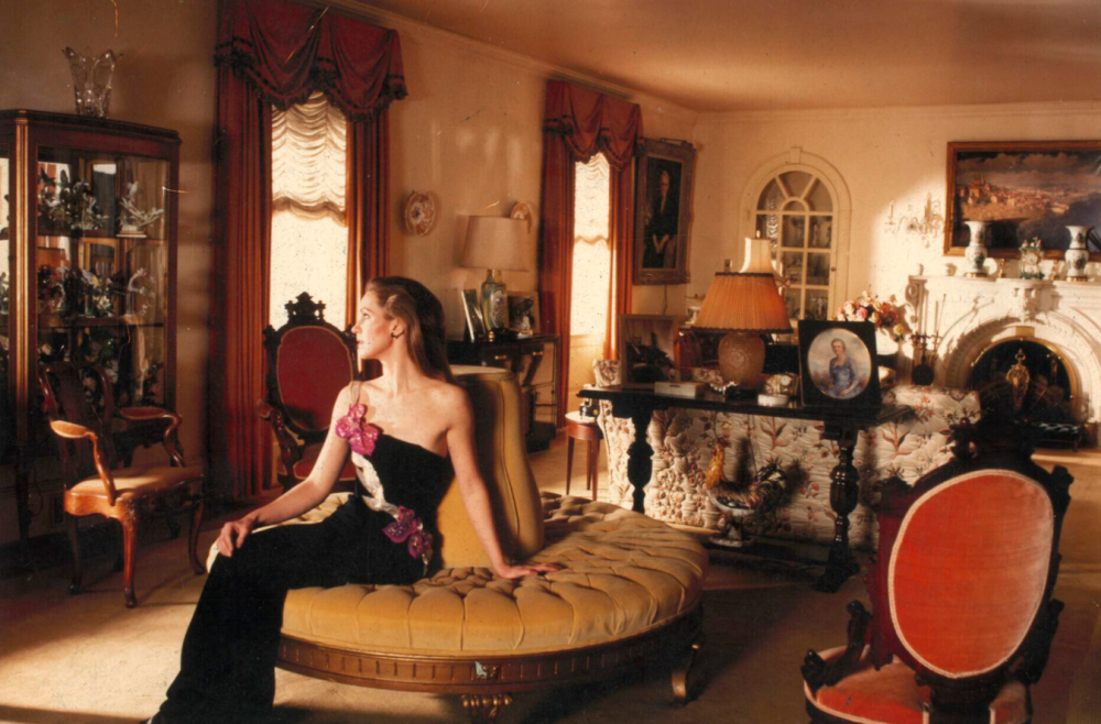 Anne Eisenhower seated in her grandparents' home, the Eisenhower Farm in Gettysburg, Pennsylvania, which is now a national historic site