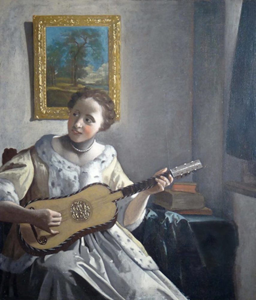 Lady With a Guitar, long thought to be a later copy of a Johannes Vermeer. Collection of the Philadelphia Museum of Art.