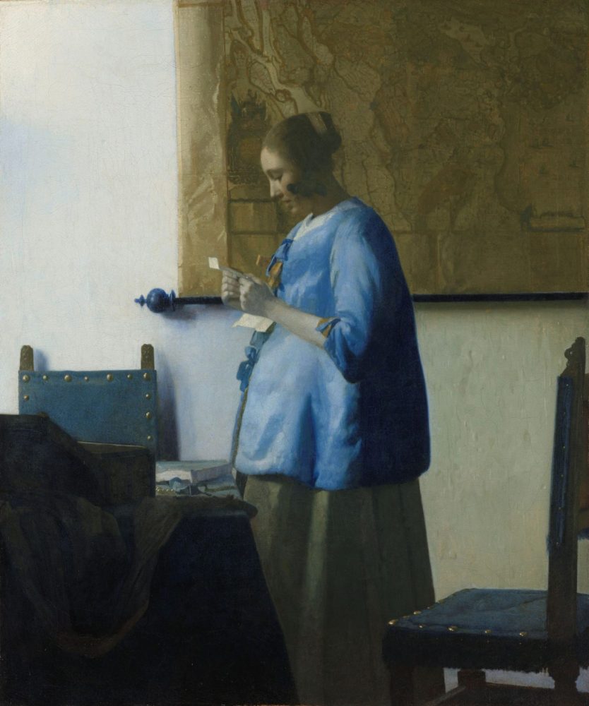 Johannes Vermeer, Woman in Blue Reading a Letter (1662–64). Collection of the Rijksmuseum, Amsterdam. On loan from the City of Amsterdam (A. van der Hoop Bequest).