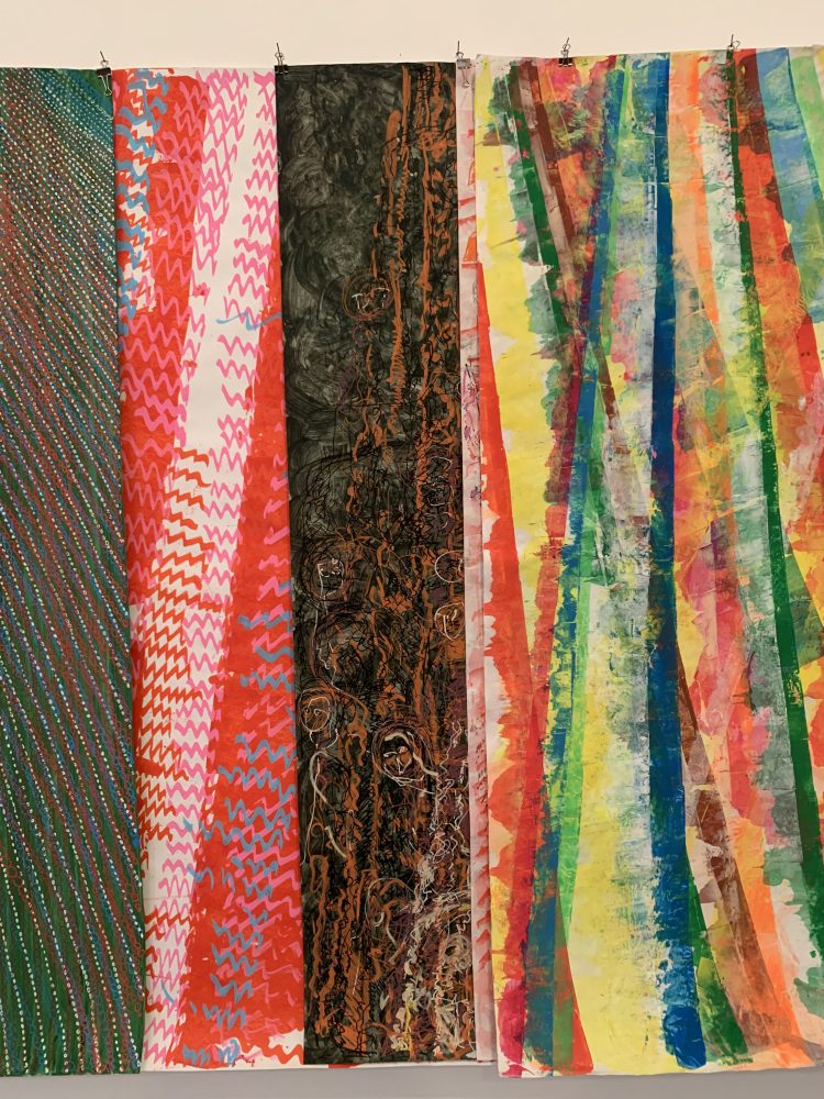 Dettaglio di Meridiana, 2020, pastelli su carta, 150 x 100 cm