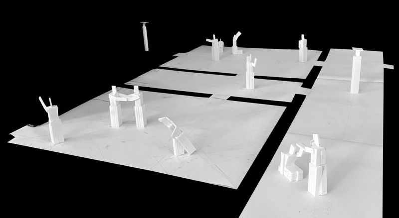 Modello di studio generale delle figure negli spazi dell’Abbazia di San Giorgio Maggiore realizzato da Álvaro Siza per il padiglione Vaticano ©Álvaro Siza