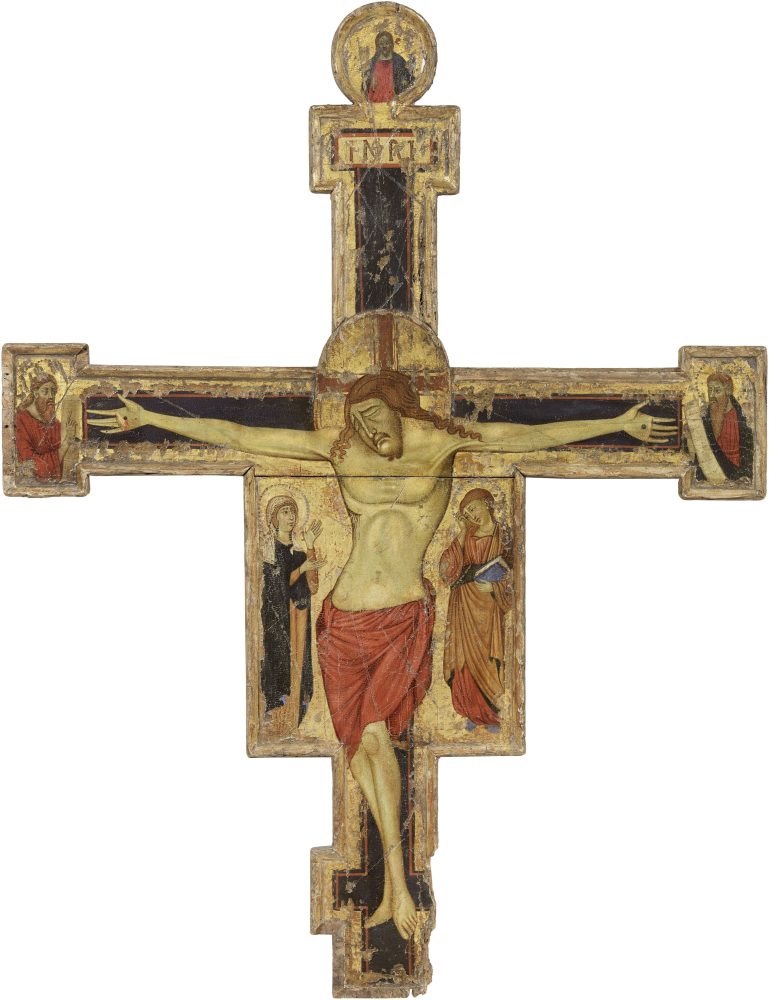 Scuola toscana fine XIII-inizio XIV secolo Crocifisso, Christus Patiens, Madonna e San Madonna e San Giovanni dolenti