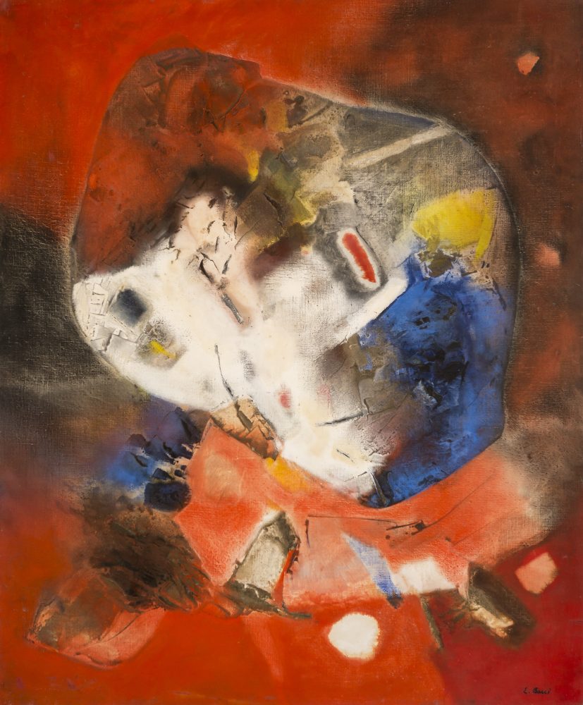 Edmondo Bacci, Avvenimento #316. Omaggio a Gagarin, 1958, tempera grassa su tela, 175 x 145 cm. Collezione privata, courtesy Alessandro Rosa