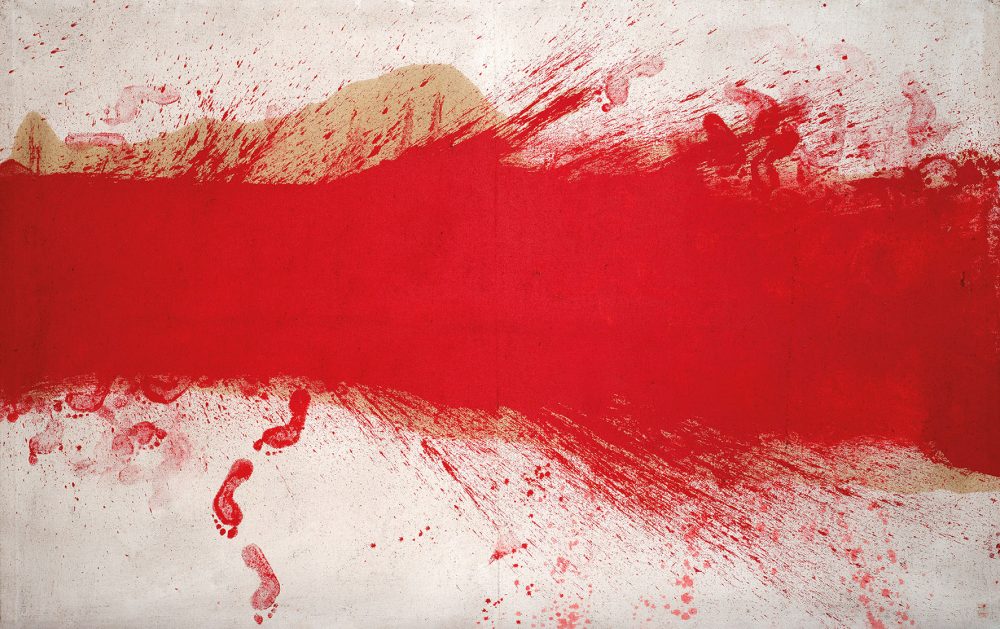 Hermann Nitsch, Quadro a getti di colore (Schüttbild), 1986, dispersione su juta, 200 x 301 cm, stima € 100.000 – 200.000