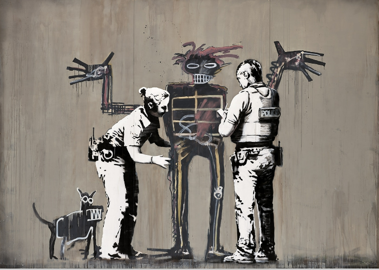 Banksy Banksquiat. Boy and Dog in Stop and Search