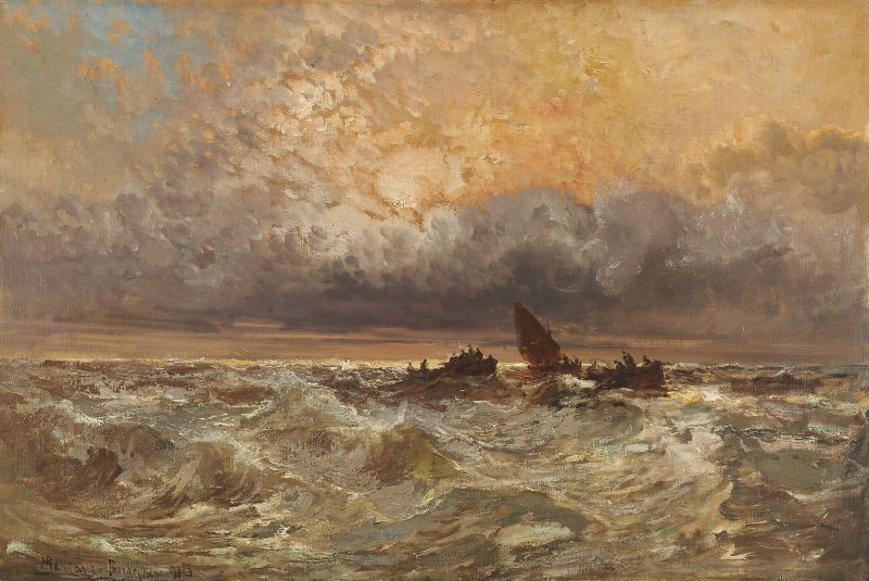 Lotto 141 Pompeo Mariani (Monza 1857 - Bordighera 1927) “Marina” 1915, olio su tela, cm 80x117. Stima € 4.000 - 5.000 Venduto € 17.640
