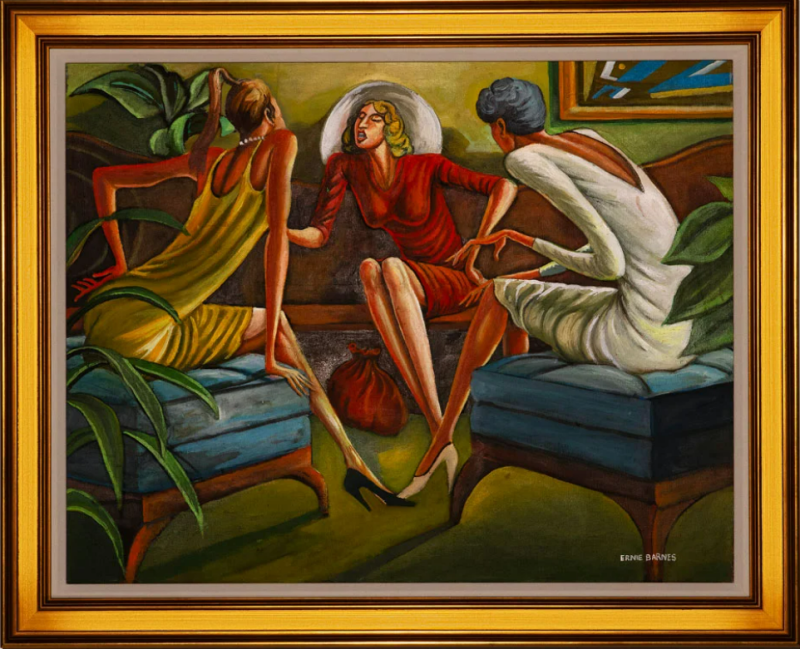 Ernie Barnes, Holding Court, 1986. COURTESY JOOPITER