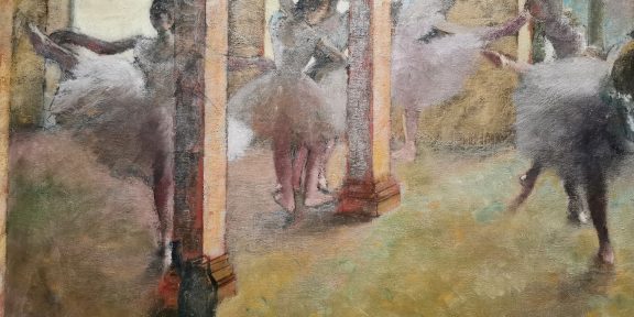 Au foier, exercices de danse, di Edgar Degas