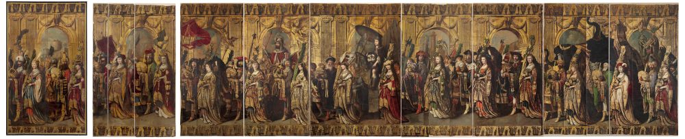 DUTCH SCHOOL SECOND HALF 17th CENTURY, FOLLOWER OF REMBRANDT The Triumph of David A set of painted and embossed leather panels laid down on canvas 133.9 x 716.5 in. (340 x 1820 cm.) Estimate: In the region of $1,500,000