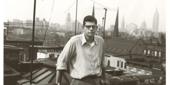 Allen Ginsberg Snapped by W. S. Burroughs, 206 East 7th Street Rooftop, Fall 1953. Photo: © Allen Ginsberg, courtesy of Fahey/Klein Gallery, Los Angeles.