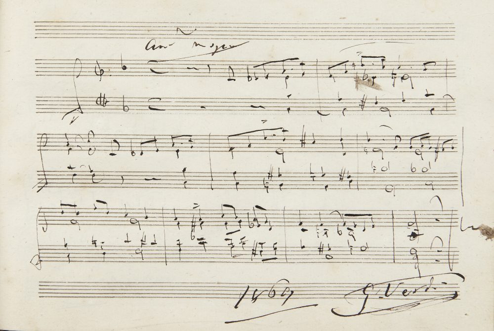 Lotto 182 [MUSICA - OPERA. WAGNER, ROSSINI, VERDI, TOSCANINI E ALTRI] - Elegante libretto appartenuto alla celebre milanese Carolina Verri (1820-1902) contenente 28 spartiti, una fotogra1a originale 1rmata, 1rme e dediche di celebri musicisti del XIX e XX secolo. Venduto € 32.760